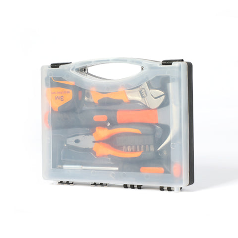 7 Piece Tool Set General Household Hand Kit with Plastic Toolbox Storage Case orange